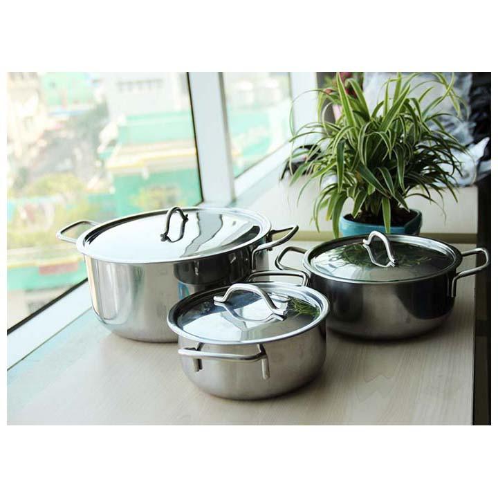 Bộ 3 Nồi Inox 17cm 19cm và 25cm tiện dụng