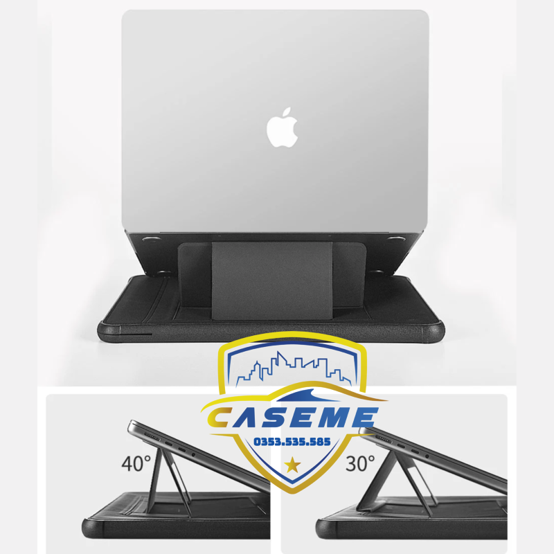 Bao da có giá đỡ cho laptop &amp; MacBook 13&quot;/14.2&quot;/16.2&quot; – Chống sốc, chống thấm, lót lông mềm – Hàng Chính Hãng