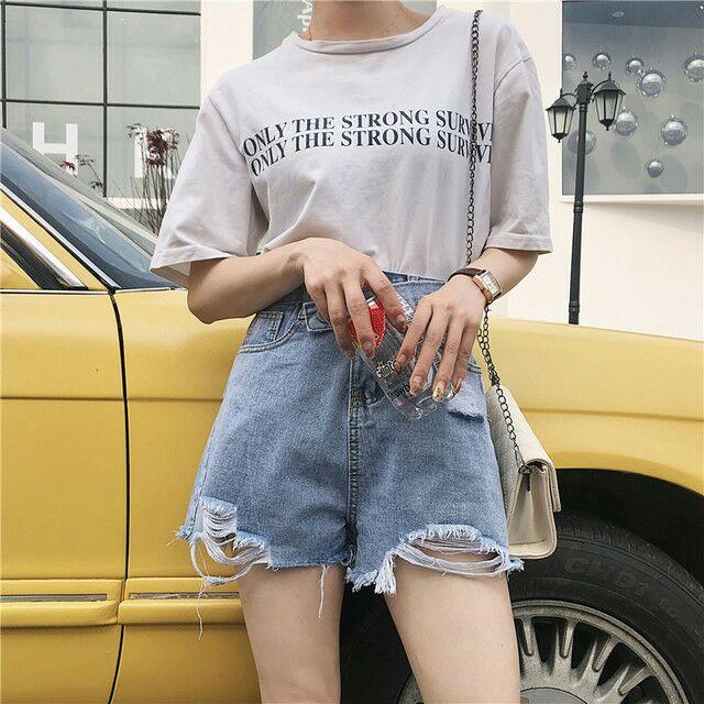 Quần jeans nữ quần jeans rách cá tính