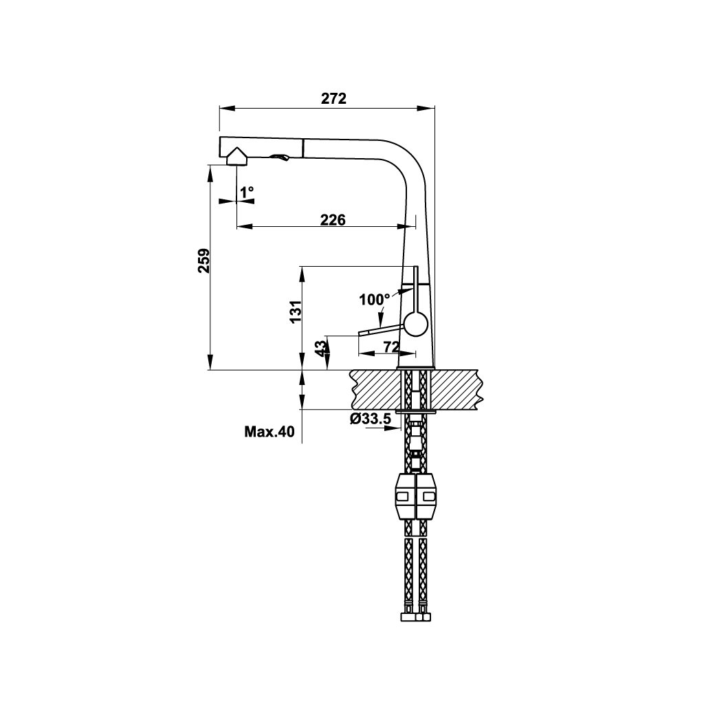 VÒI BẾP HÄFELE HT20-GH1P259/570.82.300 - HÀNG CHÍNH HÃNG ( MÀU ĐEN, XÁM, KEM)