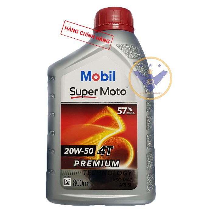 Nhớt xe máy Mobil Super Moto 20W50 lon 800ml - dầu nhớt cho xe số