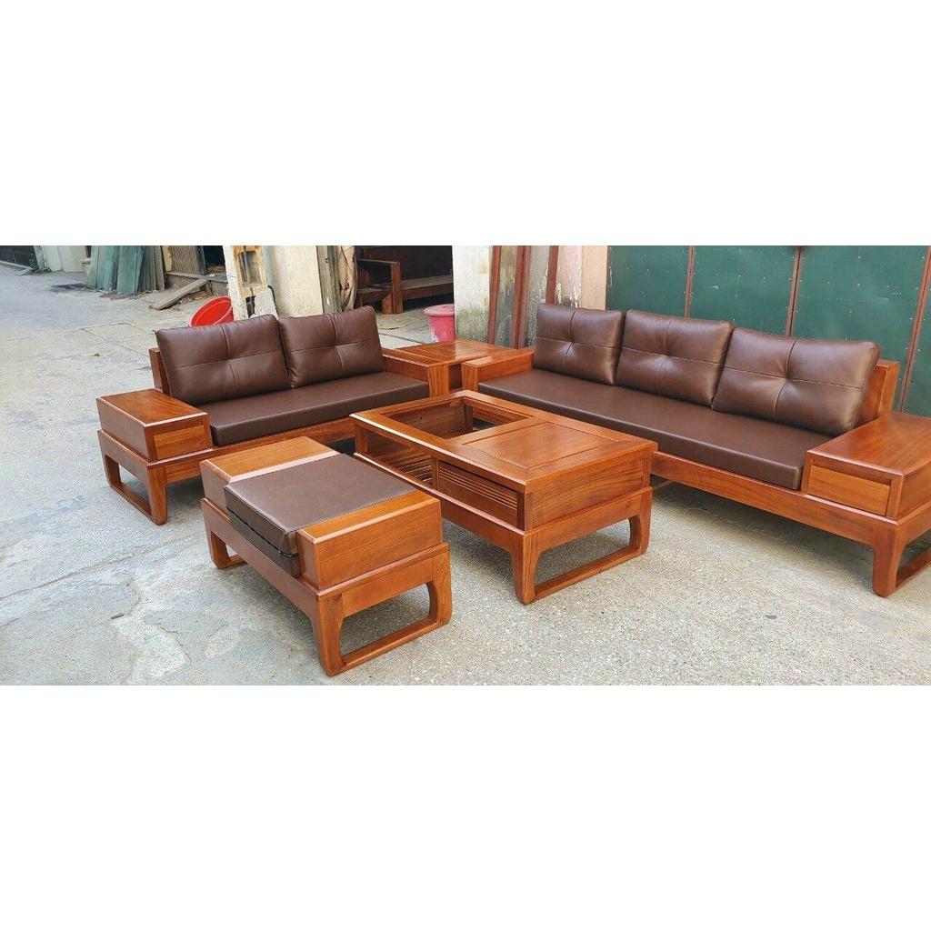 Bộ sofa gỗ sồi nga ( cả đệm) - Đồ Gỗ Bình Long 0388639288
