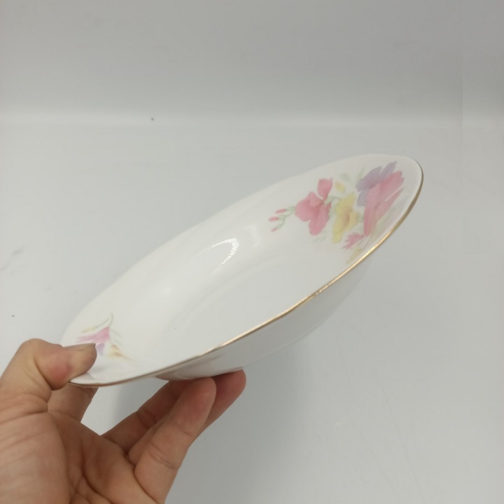 Đĩa Sứ Hoa viền vàng CK Đường Kính 20.5 cm Hàng Nhập Khẩu Cao Cấp