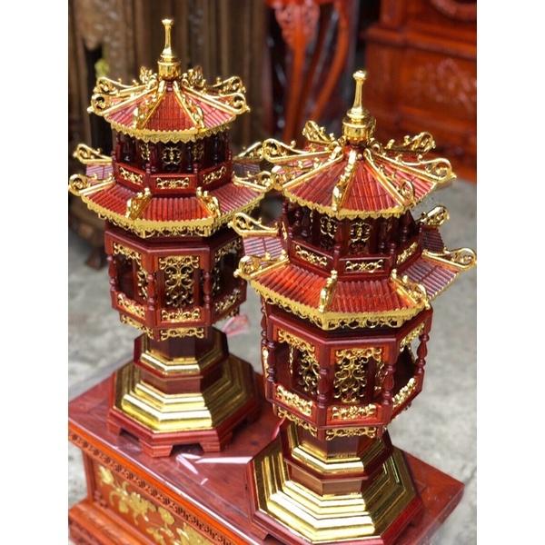Đèn mái chùa gỗ hương cao cấp cao 61cm