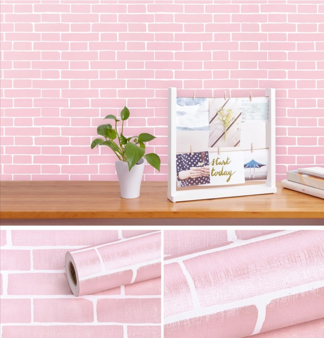 GIẤY DÁN TƯỜNG KHỔ 45CM X10M GẠCH HỒNG
