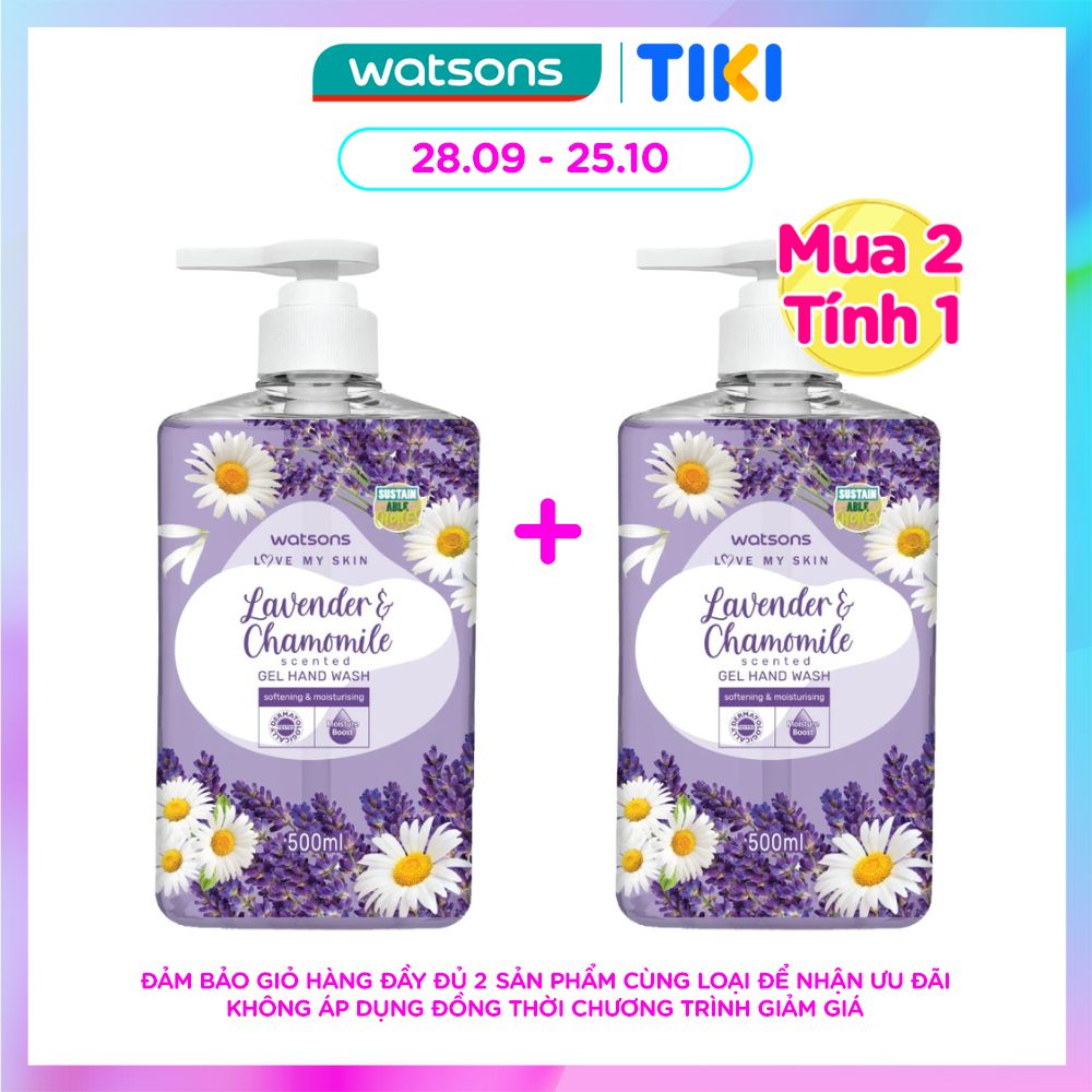 Gel Rửa Tay Watsons Love My Skin Lavender Chamomile Scented Gel Hand Wash 500ml