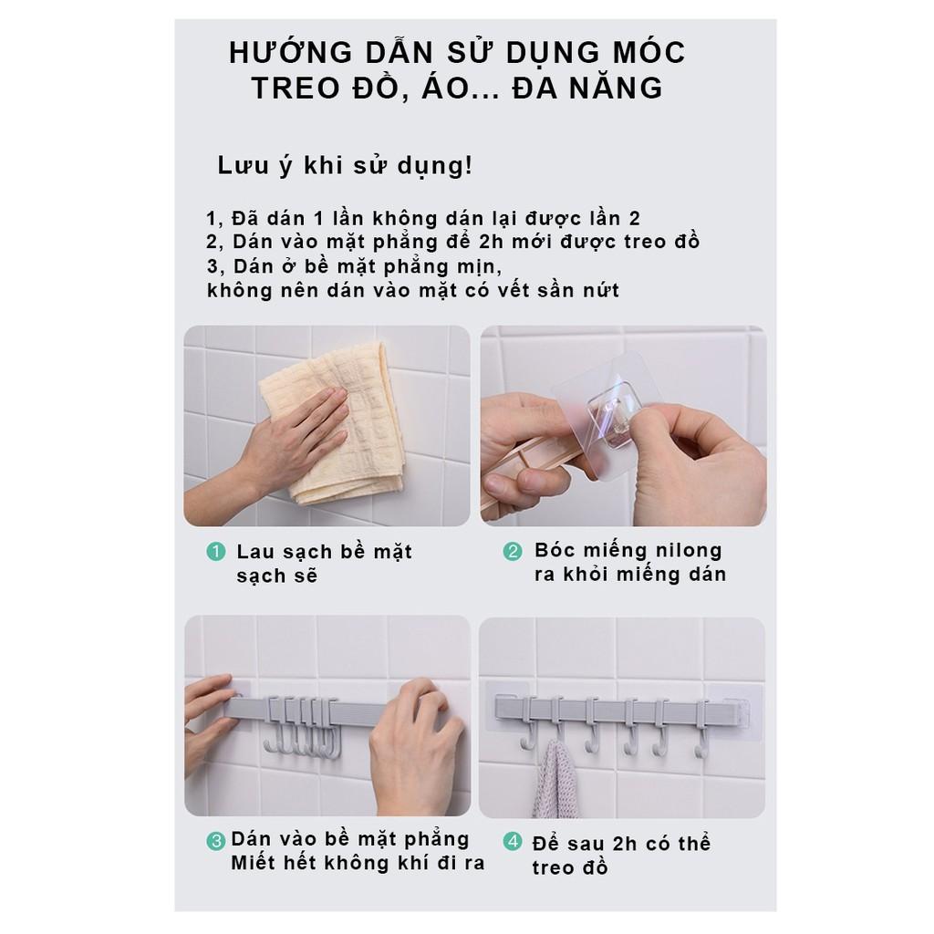 Thanh treo 6 móc dán tường không cần khoan đục br00480