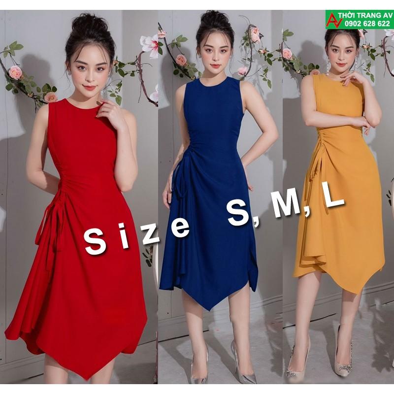 Đầm xòe sát nách lai nhọn dún eo AV6261