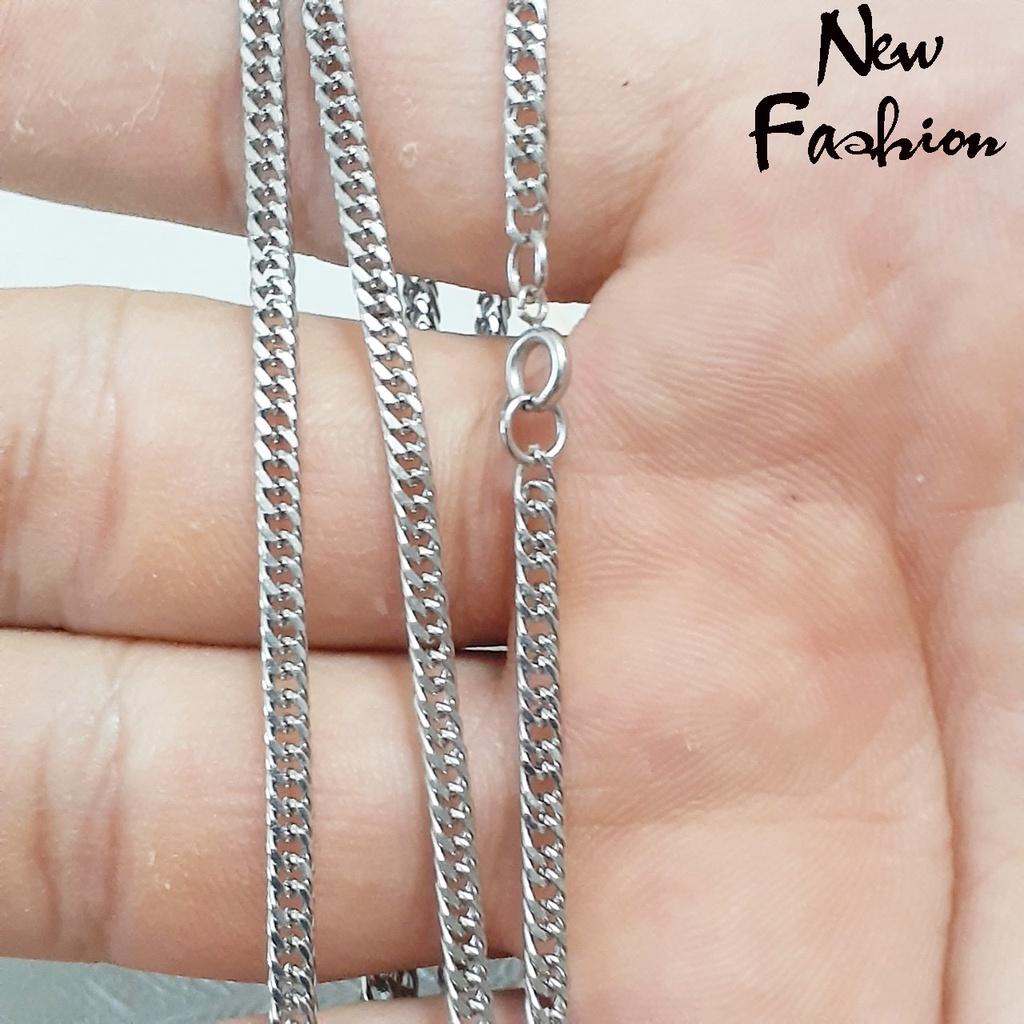Dây chuyền inox kiểu lặc đôi 3mm trắng sáng đẹp, không đen, không gỉ - Phù hợp cho cả nam và nữ