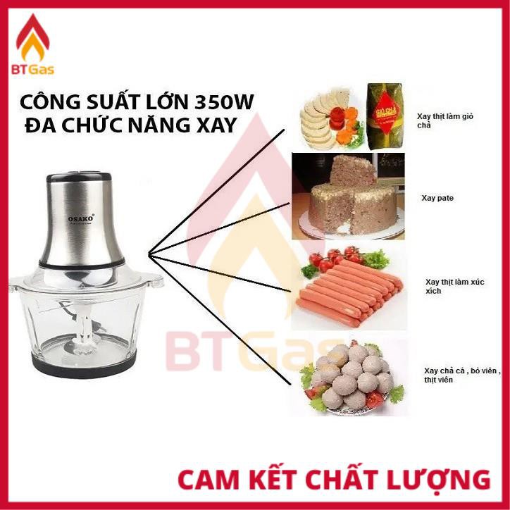 Máy xay thịt cối thủy tinh, dao inox, máy xay đa năng công suất 350W OSAKO OST-350 - Hàng chính hãng