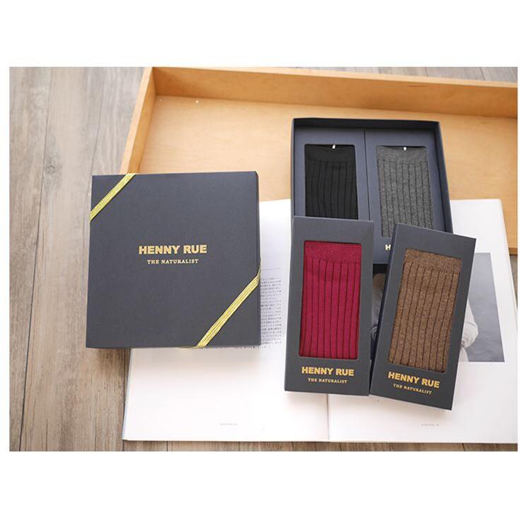 Hộp set 4 đôi vớ gân cổ cao màu trơn tặng quà Combo Hộp 5 đôi tất trơn cotton cao cổ