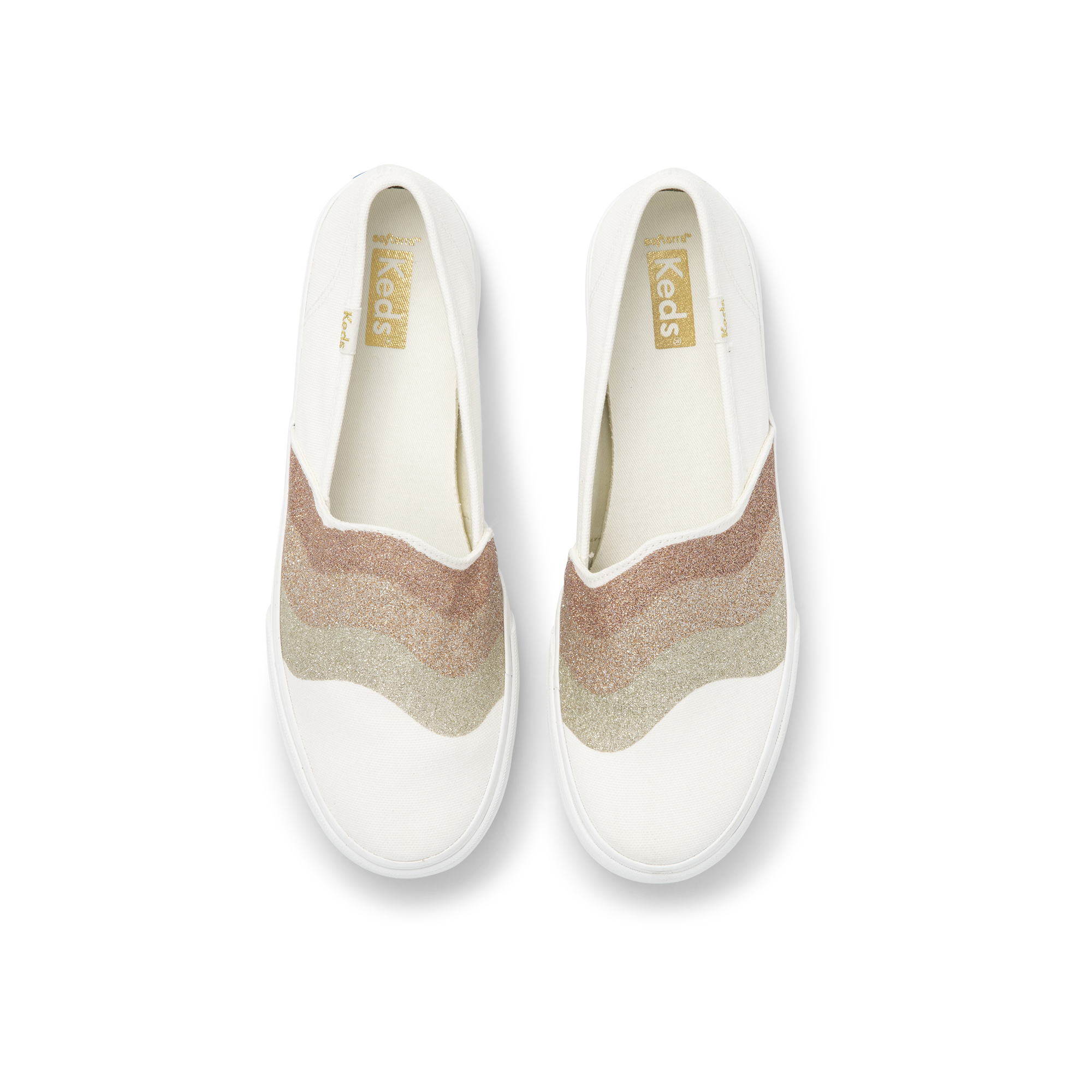 Giày Keds Nữ- Double Decker Wave Glitter Canvas Cream- KD065932