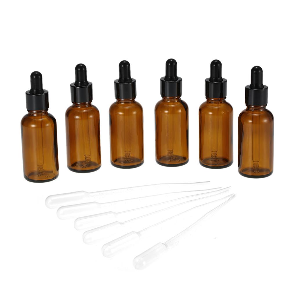 6 chai thủy tinh màu tawny có đầu bóp đựng tinh dầu 30ml,