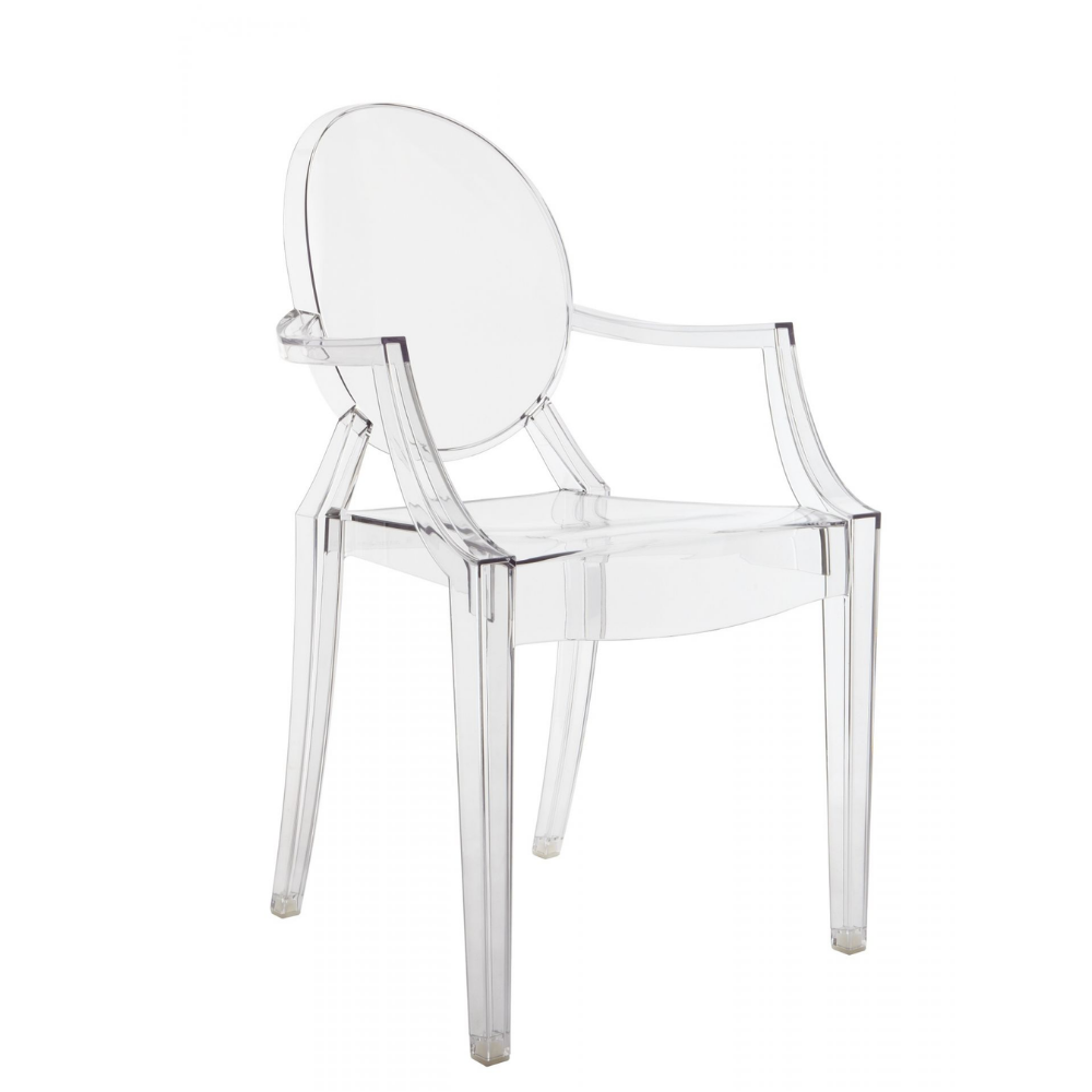 Ghế trong suốt có tay tựa hiện đại Ghế làm việc tại nhà nhựa PC bền đẹp Ghost Arm - Acrylic Dining Chairs