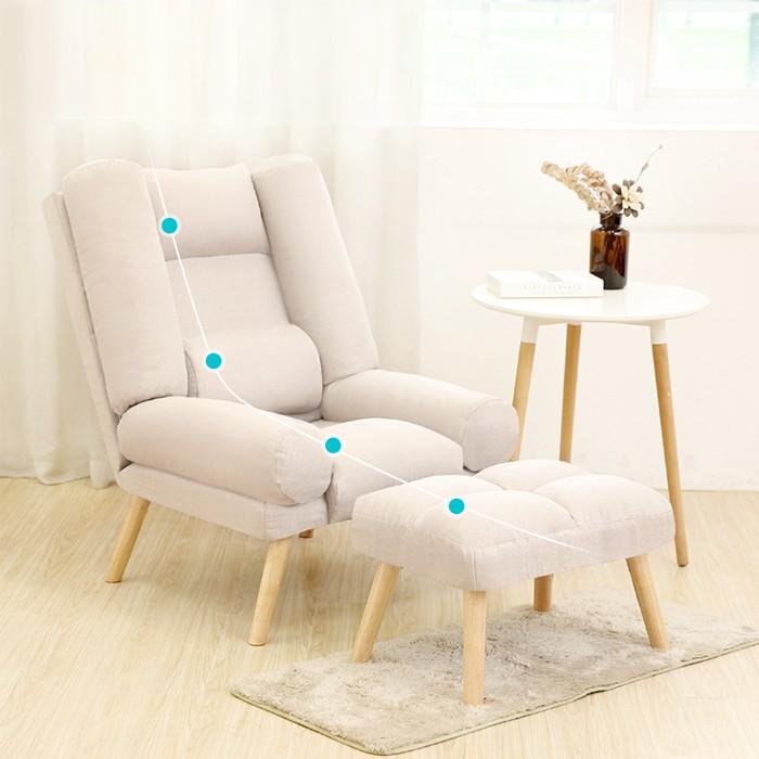 Ghế sofa giường gấp gọn thông minh - Ghế thư giãn đọc sách đẹp nệm nỉ kèm đôn gác chân có dựa lưng điều chỉnh lên xuống