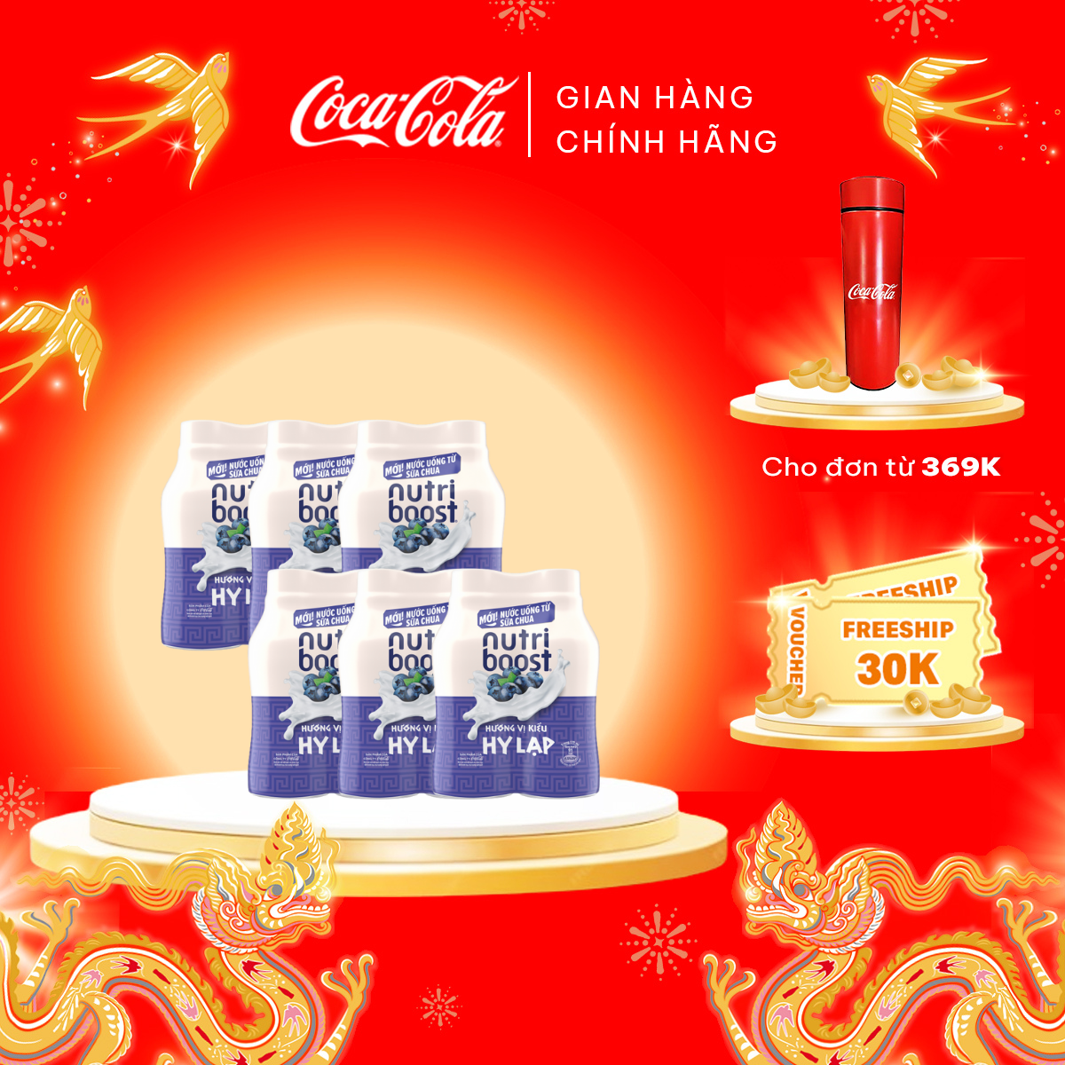 Lốc 24 Chai Thức Uống từ Sữa Chua Nutriboost Vị Việt Quất