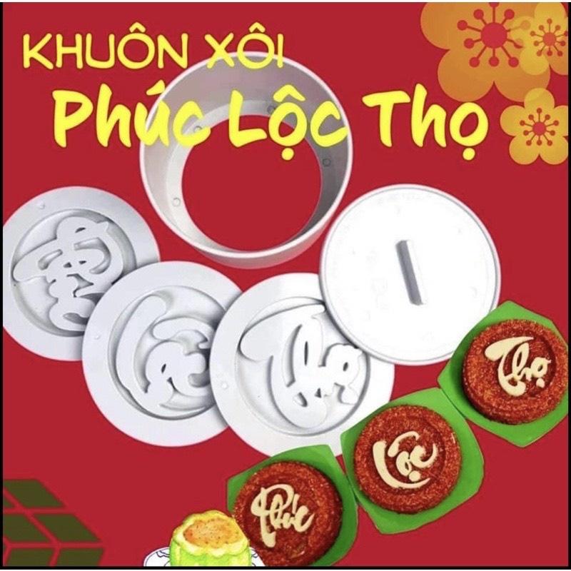 Bộ Khuôn Làm Xôi Phúc Lộc Thọ 5 Chi Tiết Bằng Chất Liệu Nhựa Chịu Nhiệt, Khuôn Làm Bánh Phúc Lộc Thọ