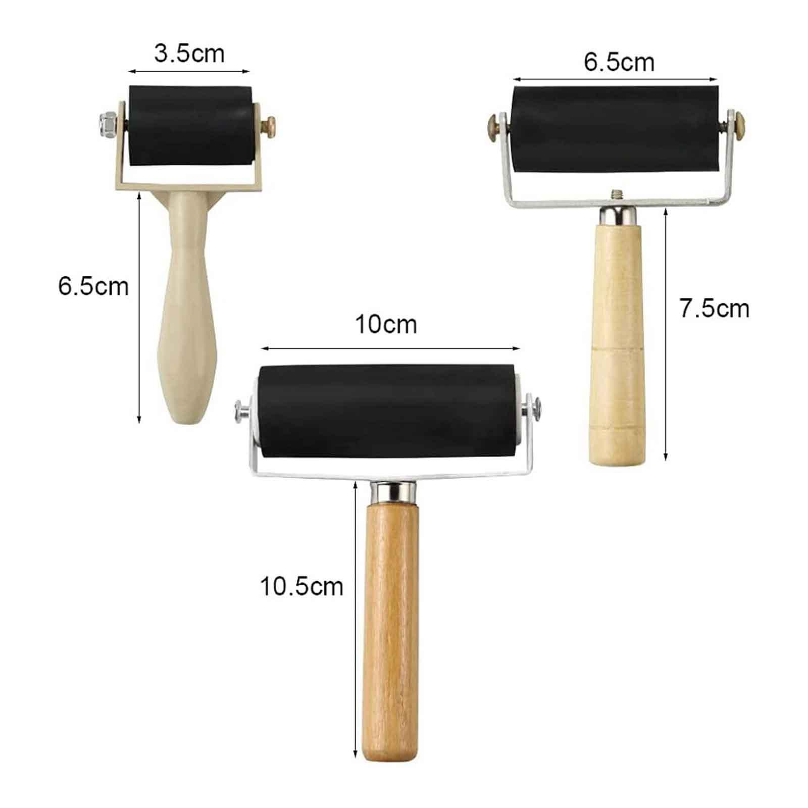3 Pieces Rubber  Roller Arts Crafts Moistureresistance for Scrapbooks