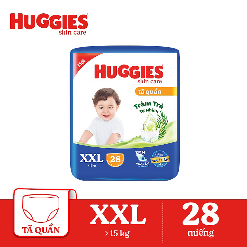 Tã/bỉm quần HUGGIES SKINCARE gói JUMBO size XXL 28 miếng