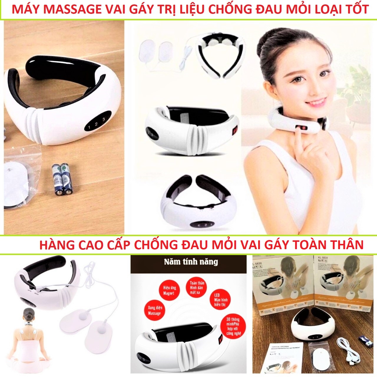 Máy thiết bị massage cổ chống đau mỏi vai gáy hiệu quả cao ngay tại nhà mẫu mới loại tốt