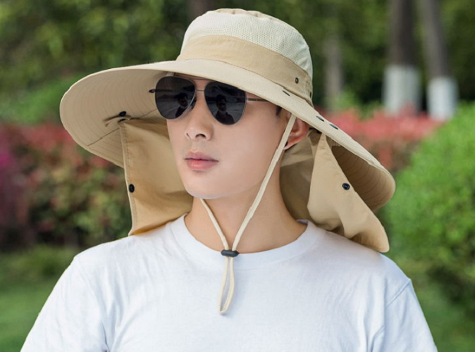 Mũ rộng vành nam kèm khẩu trang chống nắng chống tia cực tím tuyệt đối mới, nón khẩu trang nam cao cấp