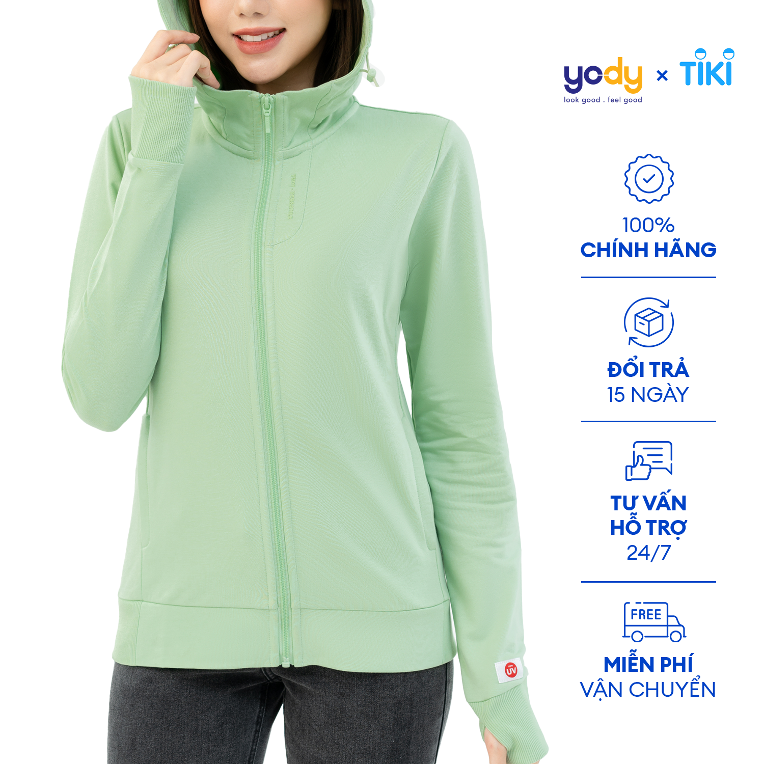 Áo chống nắng nữ YODY chất liệu cotton điều hòa, cản tia UV thoáng mát mềm mại ACN6008