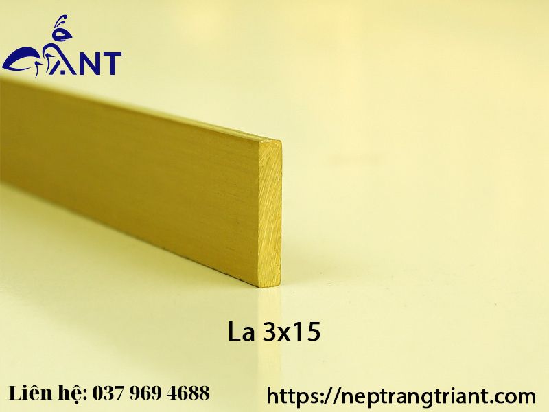 Nẹp đồng la 3x15, nẹp la trang trí, lập là đồng, thanh la đồng, thanh dài 3m hỗ trợ cắt theo kích thước