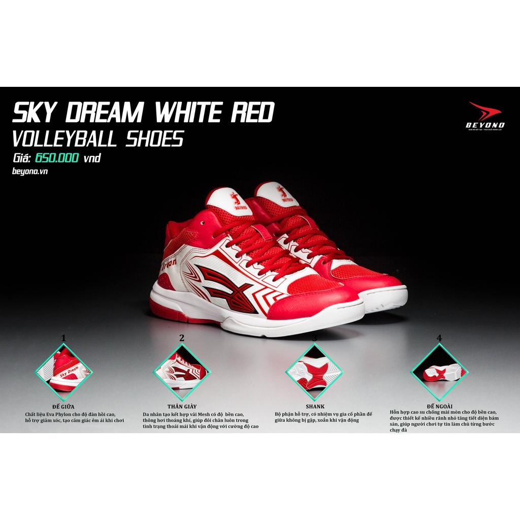 CHÍNH HÃNG - GIÀY BÓNG CHUYỀN CỔ CAO - BEYONO SKY DREAM - WHITE RED