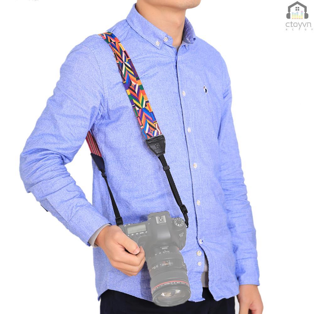 Dây đeo máy ảnh bằng cotton họa tiết nhiều màu phong cách cổ điển thay thế tiện dụng cho SLR DSLR