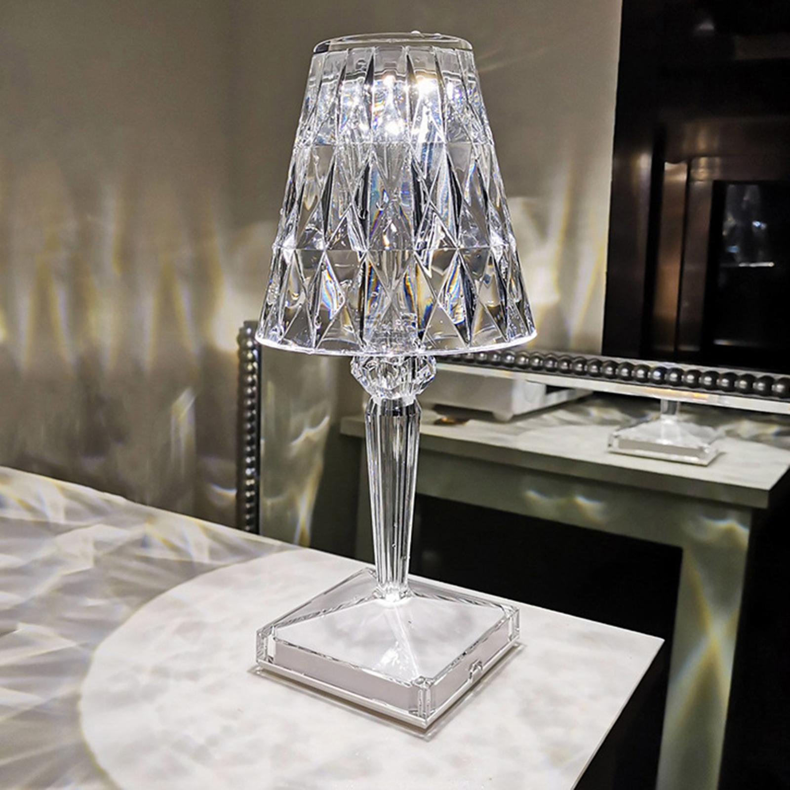 LED Designer Diamond Table Lamp Touch Control Acrylic Romantic Clear Lampshade Atmosphere Light Desktop Decor Bedroom