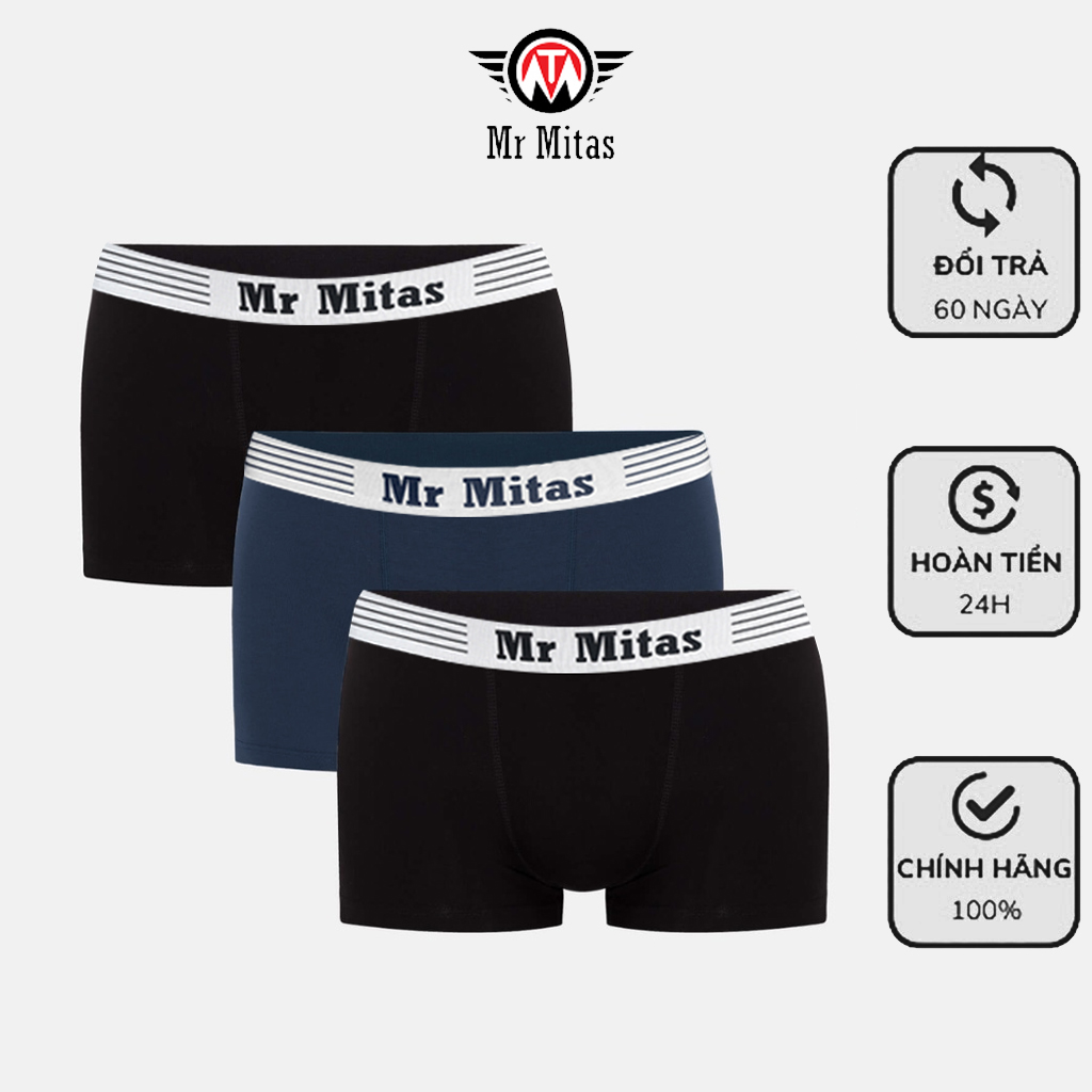 Combo 3 quần lót nam Boxers Mr Mitas Basics viền êm ái