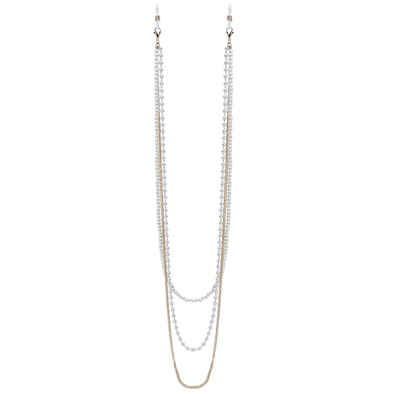 Dây chuyền đeo kính mắt 3 lớp layer phối chuỗi ngọc trai sang chảnh phụ kiện kính hot hit trend Âu Mỹ xu hướng thời trang mới