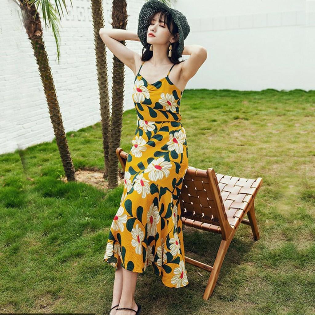 đầm maxi 2 dây đi biển hở lưng điệu đà đẹp như hình