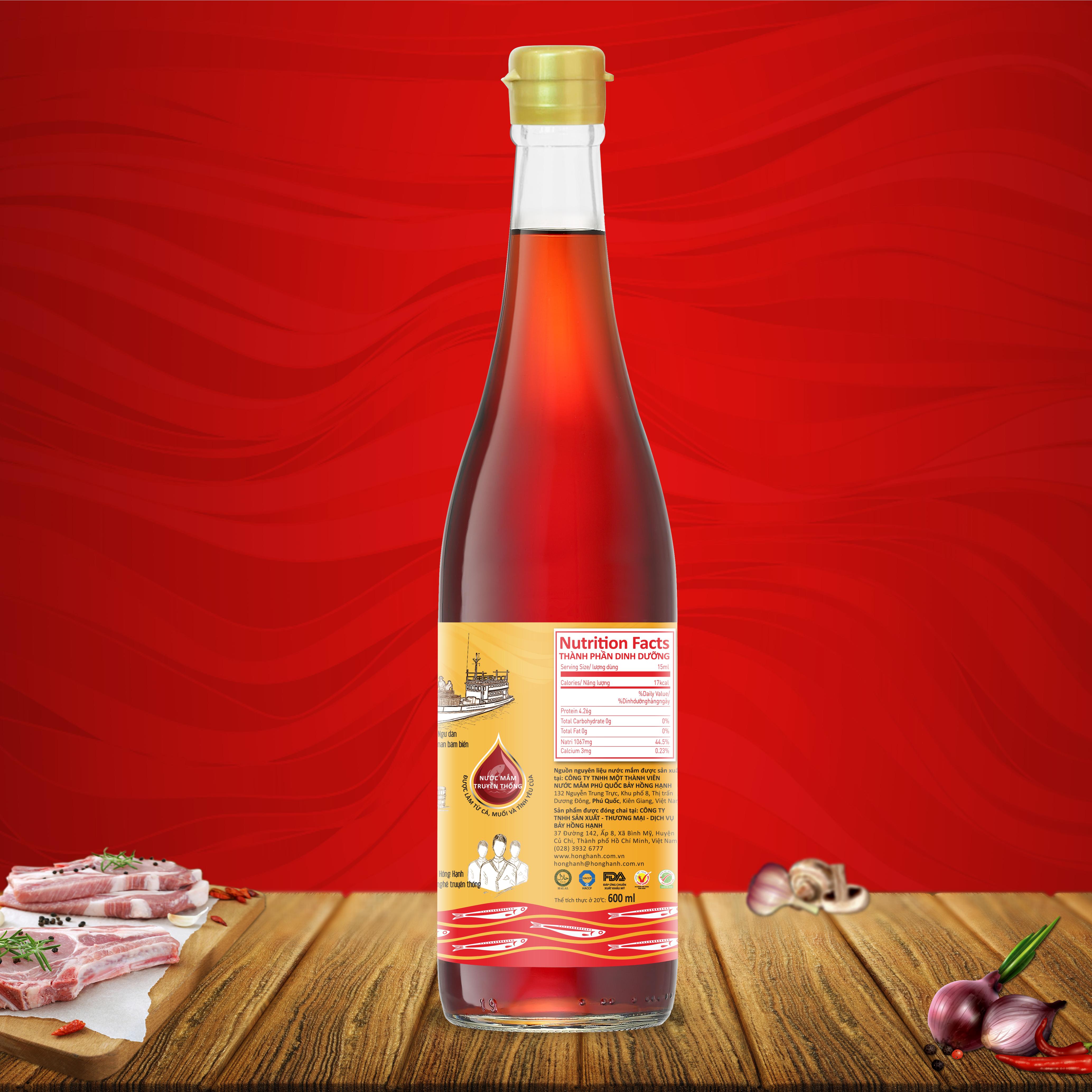 Hộp 2 chai nước mắm truyền thống Phú Quốc Hồng Hạnh Cốt Nhỉ 40 độ đạm - Chấm sống tuyệt ngon