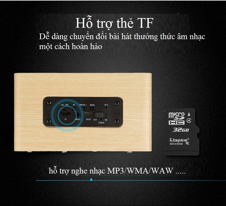 LOA BLUETOOOTH SIÊU TRẤM W5 (Loa đôi - Vỏ hộp gỗ cao cấp) - Hàng Nhập Khẩu