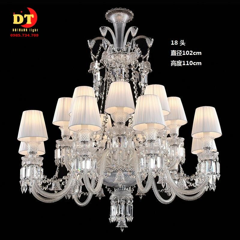 Đèn chùm phale trắng 18 tay phòng khách phong cách cổ điển cao cấp DQM