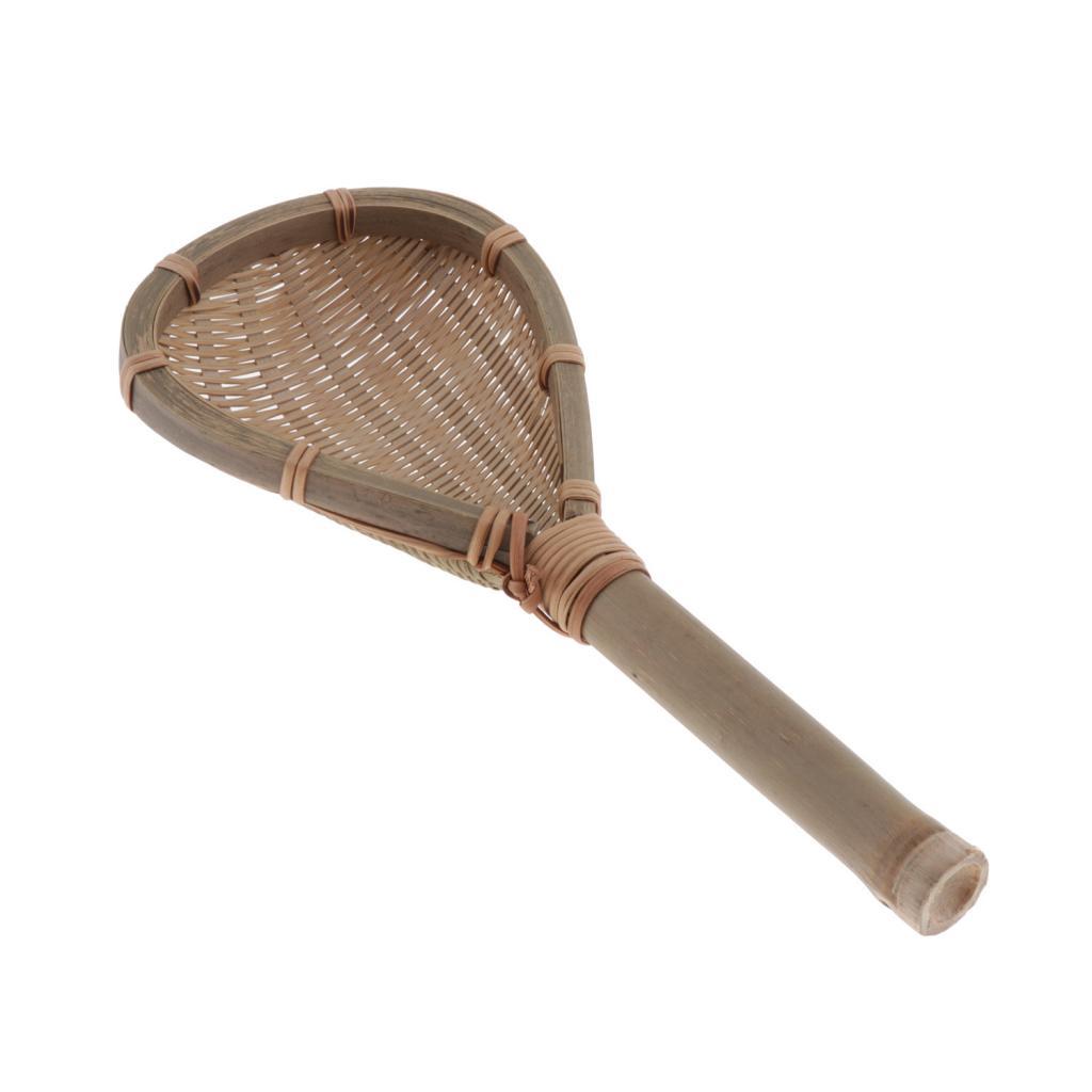 Handmade Bamboo Food Mesh Strainer Woven Rice Strainer Colander Spoon