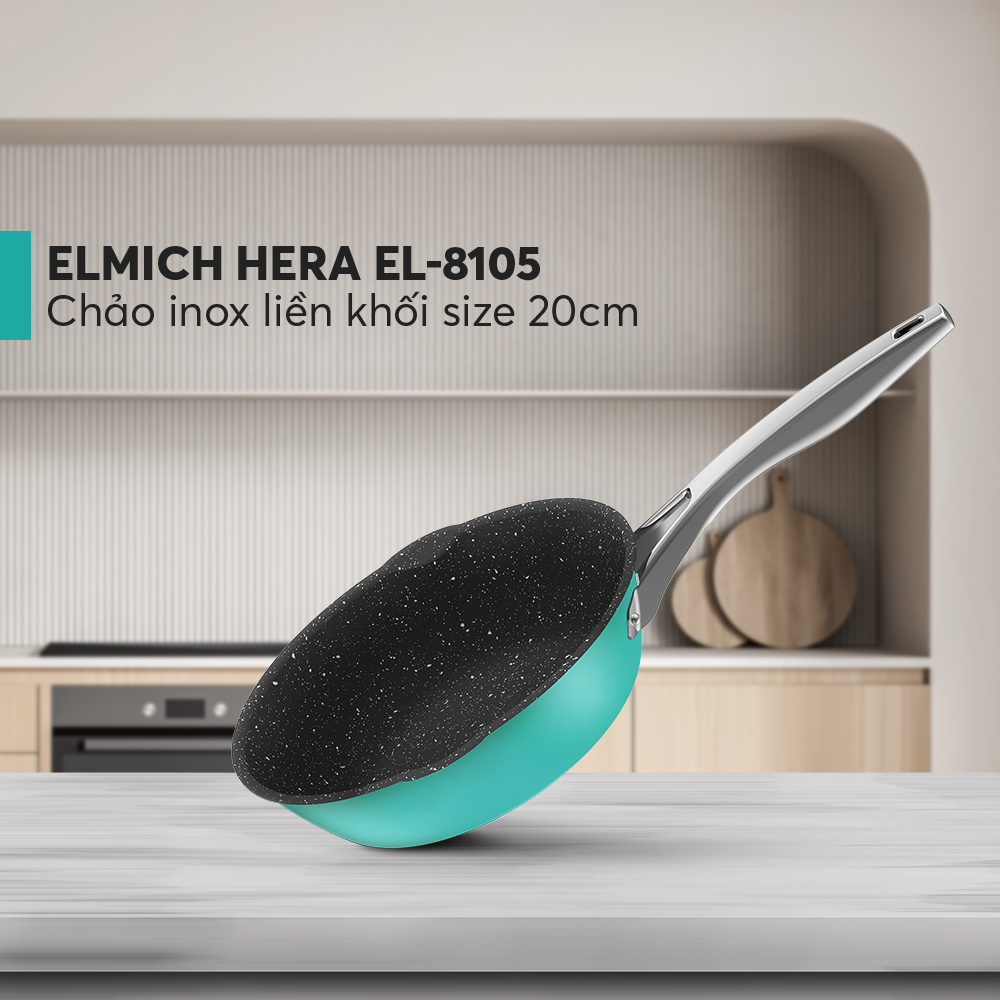 Chảo Xào Rán Chống Dính Inox 304 Liền Đáy Elmich Hera 8105 20cm/8106 24cm/8107 26cm/8108 28cm