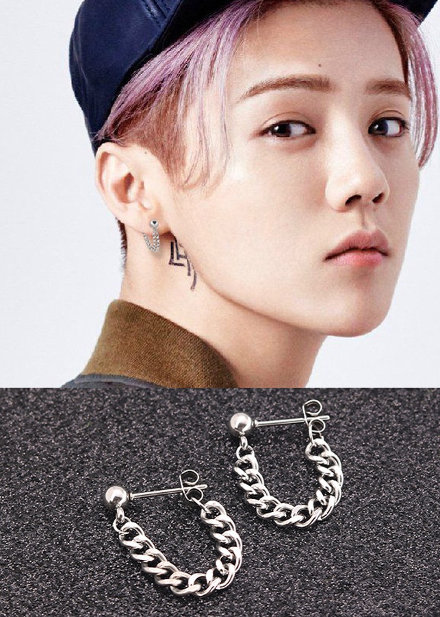 Bông tai nam sợi mắt xích