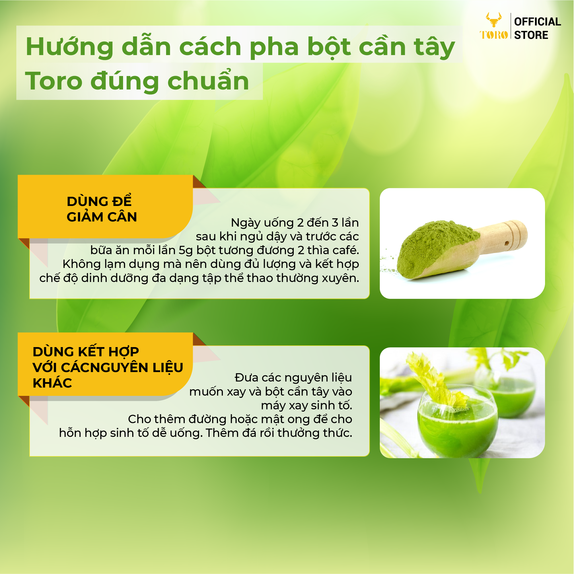 Bộ 2 Bột Cần Tây Sấy Lạnh Toro Nguyên Chất 100% | 50GR/Hũ | TORO FARM