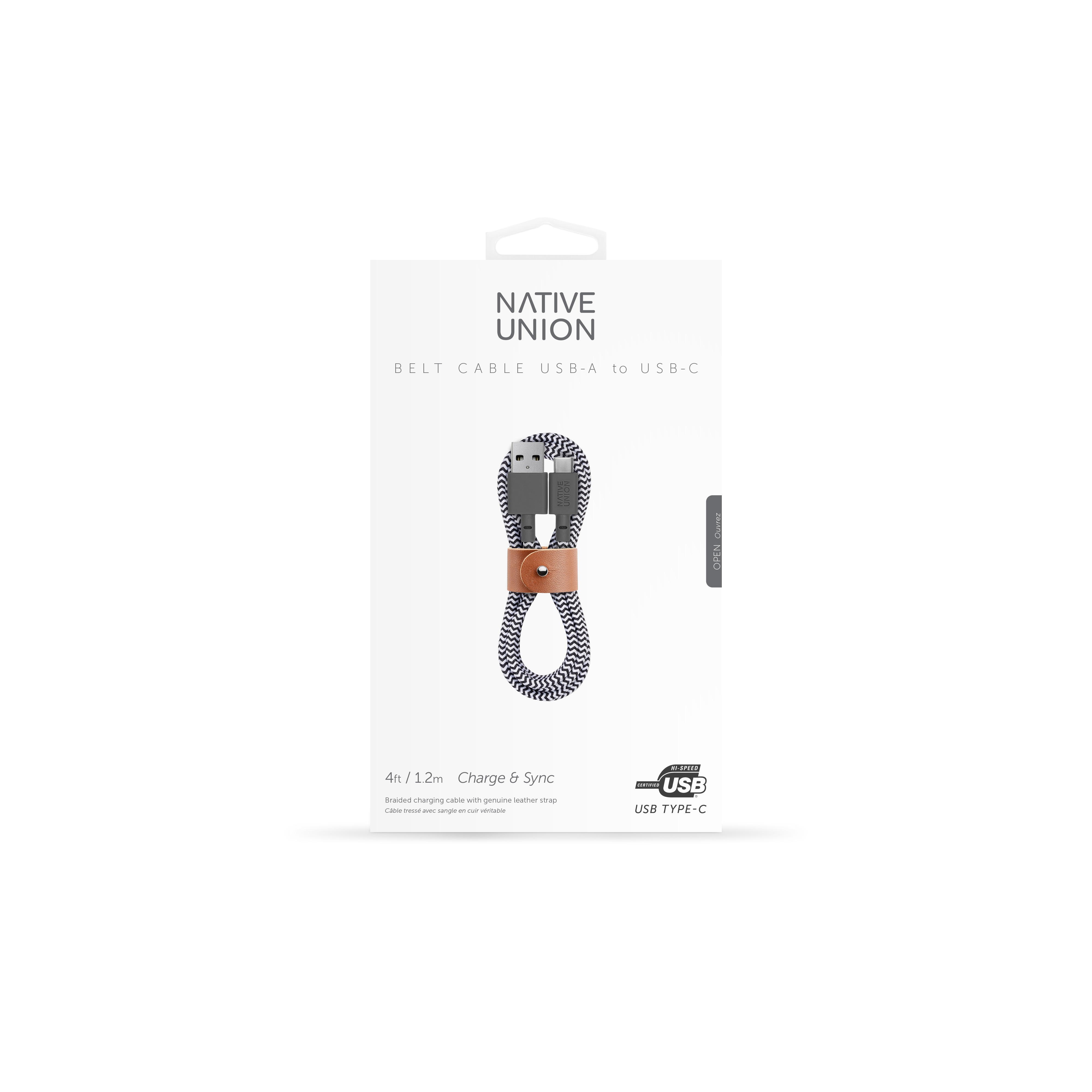 Dây Cáp Native Union BELT CABLE USB-A to USB-C ZEBRA (1.2m) - Hàng Chính Hãng