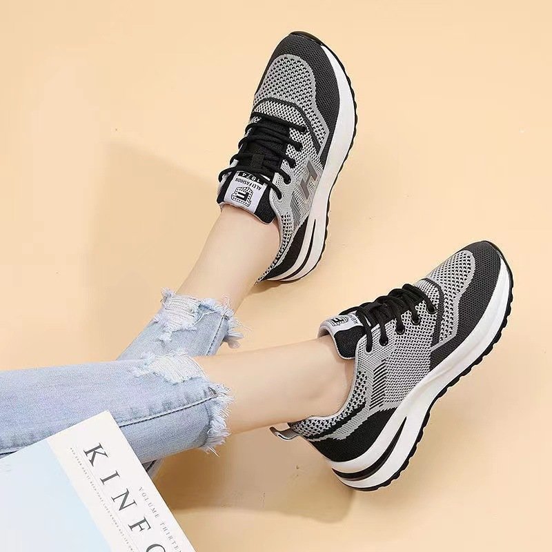 Giày sneaker thể thao nữ chạy bộ tập GYm dệt lưới thoáng khí