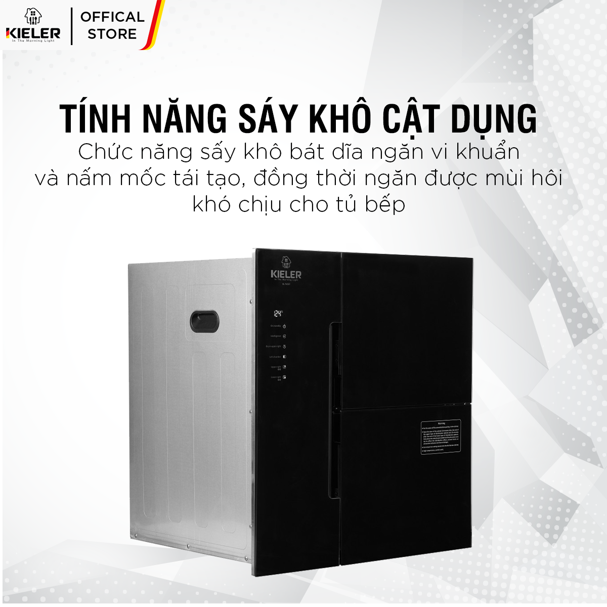 Tủ tiệt trùng âm tường Kieler KL-TA597 công nghệ khử trùng, làm sạch đồ dùng bếp bằng ozone và tia UV - Hàng Chính Hãng