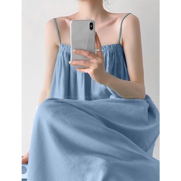 Maxi đi biển, váy đi biển 2 dây dáng dài mặc ở nhà, đi chơi siêu xinh chất vải mát, chun ngực co giãn thoải mái VAY004