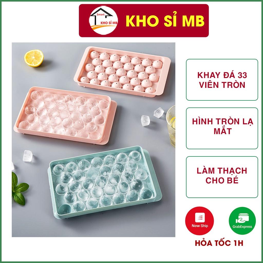 khay làm đá viên tròn có nắp đậy, khay đá 33 viên tròn nhựa việt nhật kho sỉ mb