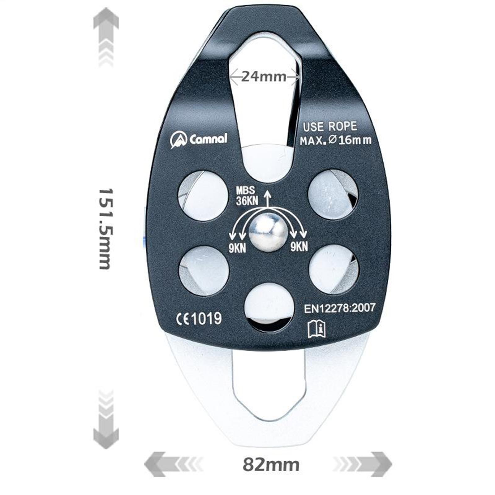 Climbing Pulley Double Sheaves 36KNRigging Caving Device for 16mm Rope Black
