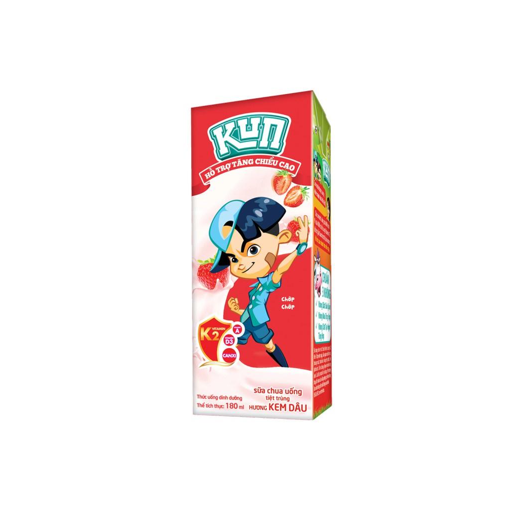 Kun sữa chua uống kem dâu thùng 48 hộp x 180ml