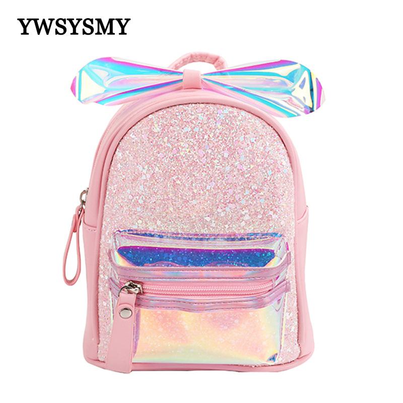 Trẻ Em Học Túi Mẫu Giáo Bé Tập Đi Bé Gái Ba Lô Thời Trang Da Pu Nơ Laser Túi Trẻ Em Học Ba Lô Đeo Vai