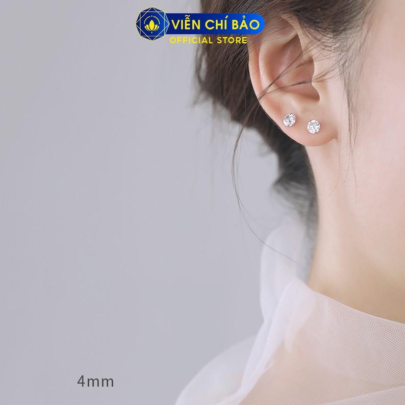 Bông tai bạc nữ nụ đính đá trắng unisex chất liệu bạc 925 thời trang phụ kiện trang sức nữ Viễn Chí Bảo B000145