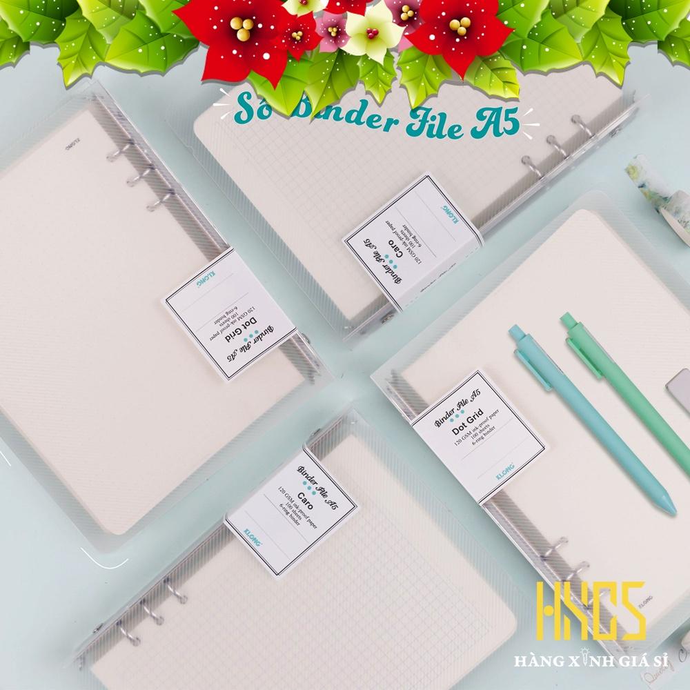 Sổ Binder File Caro nhựa kẹp còng A5, Sổ còng A5, 100 tờ, 120gsm